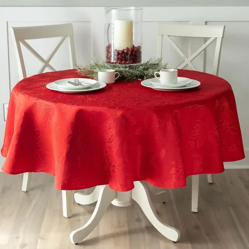 Vista 14 de Benson Mills - Mantel de tela de damasco Poinsettia Legacy, para fiestas, invierno y Navidad