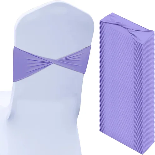 Vista 21 de Kinlop 50 Piezas Bandas de Spandex para Sillas Lazos Bandas para Sillas Bandas Deslizantes para Fundas Bandas Elásticas Lazos Sin Hebilla Azul