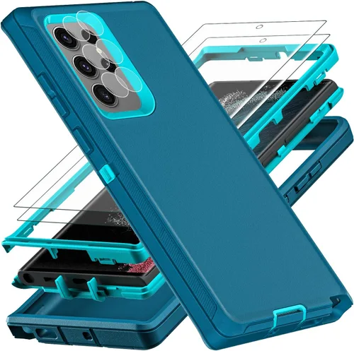 Vista 9 de YKHJKLEC Funda para Samsung Galaxy S22 Ultra, con 2 piezas [protector de pantalla de TPU flexible autorreparable y protector de lente de cámara]