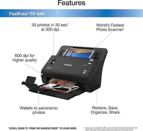 Vista 2 de Epson FastFoto FF-640 Sistema de escaneo de fotos de alta velocidad con autoalimentación de fotos