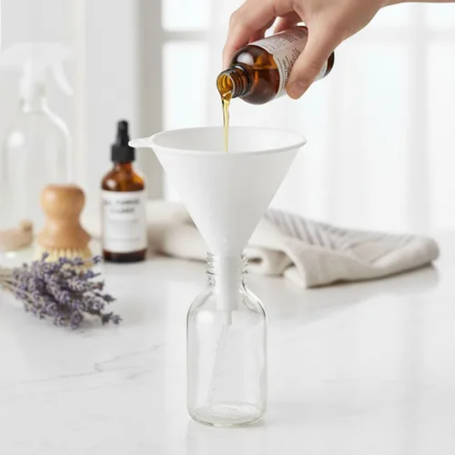 Vista 3 de Soro Essentials - Embudo de plástico de 8 onzas de ancho de 4 pulgadas de ancho, color blanco- Embudo de cocina para llenar botellas, frascos