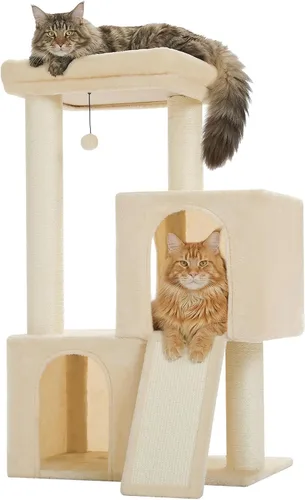 Vista 12 de PAWZ Road Árbol para gatos, torre para gatos de 30 pulgadas con condominios dobles para gatos de interior, casa de felpa para gatos con percha