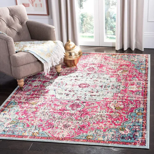 Vista 51 de SAFAVIEH Colección Madison MAD447B - Tapete bohemio con medallón antiguo y elegante, no desprende pelusa, para la sala, dormitorio, comedor