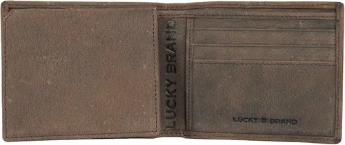 Vista 4 de Lucky Brand Bifold RFID de cuero ranurado para hombre, marrón, OSFA, Marrón