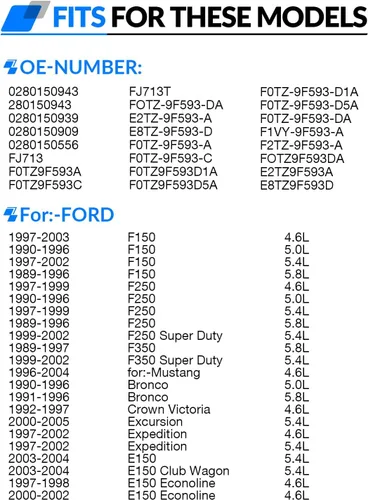 Vista 2 de Injectores de combustible mejorados 0280150943 Compatible con:-Ford F150 4.6L 1997-2003 5.4L 1997-2002 Para:-Mustang 1996-2004 F250 F350 E150 E250