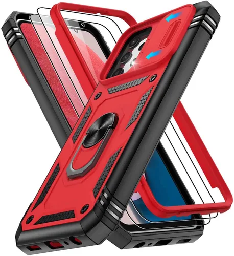 Vista 144 de Gritup Funda para Google Pixel 6 con cubierta deslizante para cámara y protector de pantalla (2 unidades), soporte de anillo giratorio 360°, funda