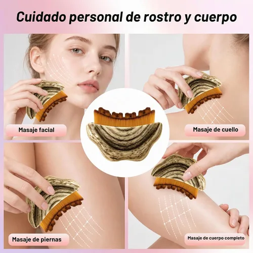 Vista 8 de Cepillo facial de drenaje linfático, masajeador Gua Sha desmontable Nuevo-2 piezas