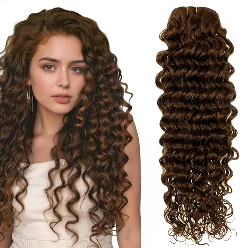 Vista 32 de Hetto . Extensiones de cabello humano rizado con clip, color #1 negro azabache, extensiones de cabello humano ondulado natural para cabeza completa