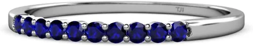 Vista 2 de Ronda azul zafiro 14 ctw 10 piedras mujeres anillo de boda apilable 14K oro
