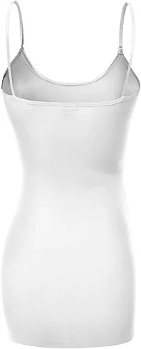 Vista 42 de Emmalise Camisola larga casual básica para mujer, con tirantes ajustables, top en capas