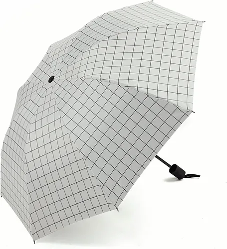 Vista 3 de URAWESO Plaid Parasol Sun Protection UV Blocking Compact Folding Travel Umbrella for Walking