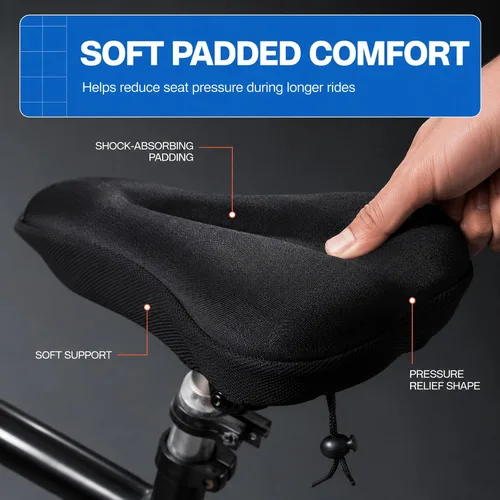 Vista 3 de Revas - Cojín acolchado para asiento de bicicleta que absorbe los golpes, para viajes largos y cómodos Acolchado universal para asiento