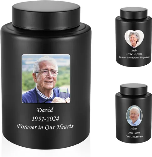 Vista 8 de SOITIS Urna mediana de hasta 140 libras para cenizas humanas adultas, urna decorativa de acero inoxidable de 7.3 pulgadas, árbol de la vida