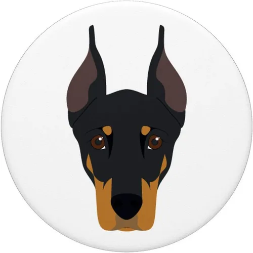 Vista 5 de Llave de vaso con forma de perro Doberman con orejas en blanco – PopSockets agarre y soporte para teléfonos y tabletas