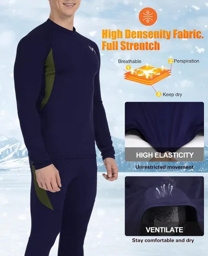 Vista 4 de MEETYOO mens Thermal Underwear for Men,men's Base Layer,2 Sets Long Johns Lined With Hunting GearBase Layer Set