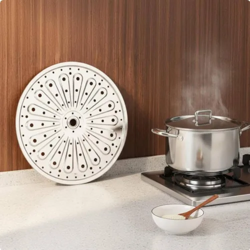 Vista 4 de Soporte de cocina de acero inoxidable, bandeja de inserción 304 de metal resistente al óxido, patas desmontables adecuadas para comidas de uso