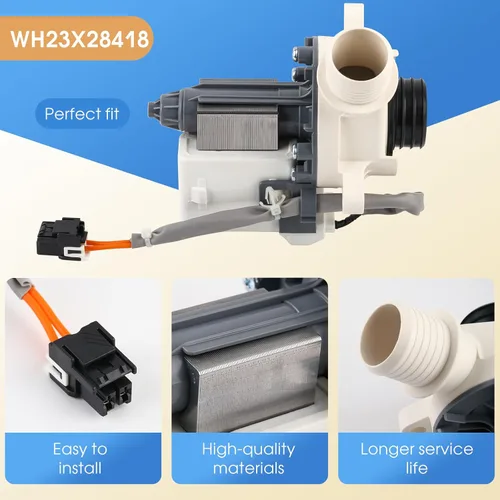 Vista 3 de OEM 290D1201G003 WH23X28418 Conjunto de bomba de drenaje de lavadora compatible con GE Hotpoint, reemplaza WH23X24178 WH23X27574 4958182 AP6889136