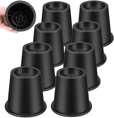 Vista 10 de Elevadores de cama resistentes de 4 pulgadas, elevadores redondos de muebles para camas, sofás, mesas y escritorios (negro, paquete de 8)