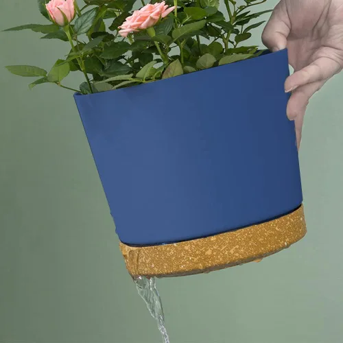 Vista 2 de ZMTECH Macetas para plantas, juego de 6 macetas de plástico de riego automático de 6.5 pulgadas con orificio de drenaje y platillo, maceta