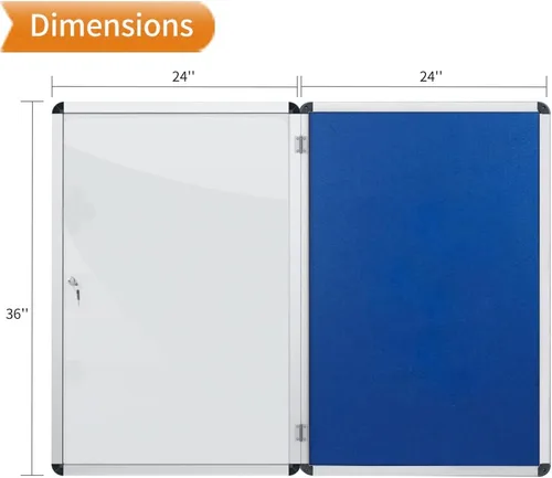 Vista 3 de Viz-pro tablón de anuncios con marco de aluminio clase 1, a prueba de alteraciones, con cerradura, Azul