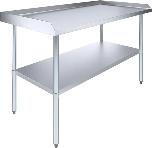 Vista 6 de AmGood Mesa de trabajo comercial con protector contra salpicaduras y protectores laterales contra salpicaduras Altura: 35" Mesa de preparación