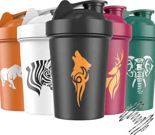 Vista 9 de JEELA SPORTS Paquete de 5 botellas mezcladoras de proteínas para mezclas de proteínas, 20 onzas, vasos mezcladores aptos para lavavajillas