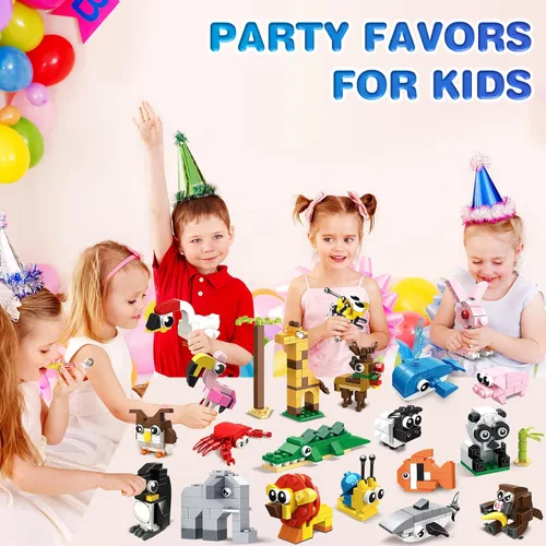 Vista 2 de HOGOKIDS Paquete de 20 recuerdos de fiesta para niños – Juego de bloques de construcción de animales para niños, Pascua, día de San Valentín