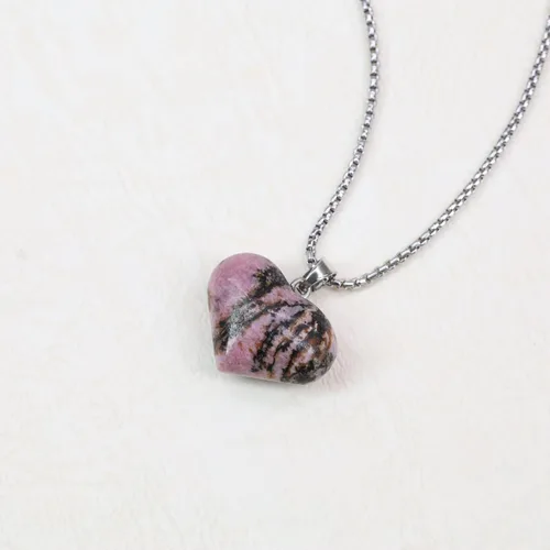 Vista 4 de COAI Collar de piedra de cristal de corazón de amor para mujer