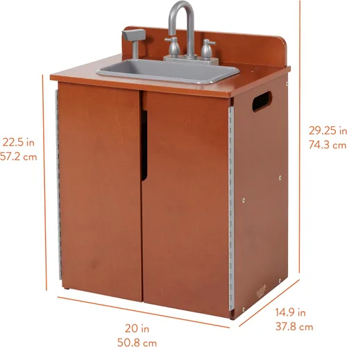 Vista 2 de Back2School Express - Fregadero de cocina para niños, de madera, nogal oscuro