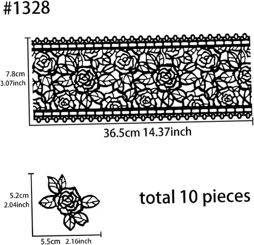 Vista 4 de Funshowcase Juego de 10 piezas de encaje comestible grande prefabricado listo para usar con flores de rosas negras de 14 pulgadas
