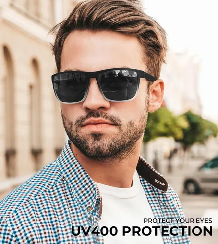 Vista 2 de KALIYADI Gafas de sol polarizadas para hombre, gafas de sol ligeras con protección UV para conducir, pescar y jugar golf (3 unidades) Negro
