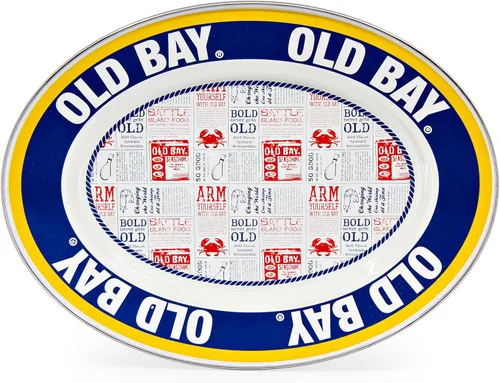 Vista 7 de Golden Rabbit Enamelware Oval Platter, 12 x 16in, Aegean Sevilla