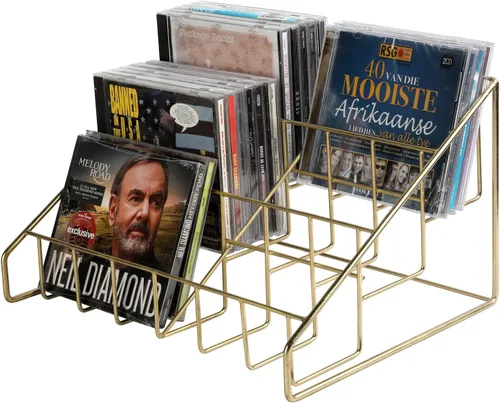 Vista 9 de MyGift Soporte de exhibición de CD, torre de estante de CD, soporte de DVD de 3 niveles, almacenamiento de caja de joyas de disco compacto de mesa