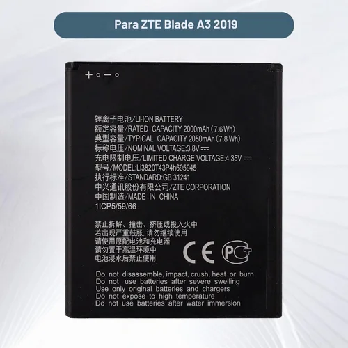 Vista 2 de Batería de repuesto Li3820T43P4h695945 compatible con ZTE Blade A3 2019 con herramientas