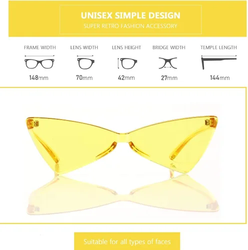 Vista 2 de OLINOWL Gafas de sol sin montura triangular, una pieza, gafas de sol transparentes de color para mujeres y hombres