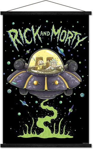 Vista 8 de Trends International Rick And Morty - Póster de pared de barco, 14.725 x 22.375 pulgadas, versión enmarcada de madera de granero