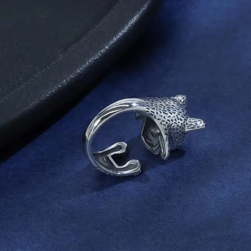 Vista 3 de Anillo de serpiente lobo, águila, lagarto, escorpión, dragón, búho, araña, caballo, tortuga, gato, zorro, rana, perro, para mujeres y hombres