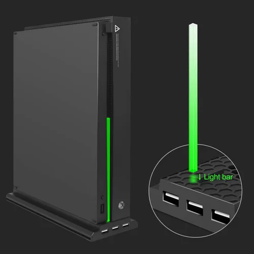 Vista 6 de Soporte de refrigeración vertical compatible con Xbox One X, soporte de ventilador de refrigeración compatible con Xbox One X con 3 puertos USB