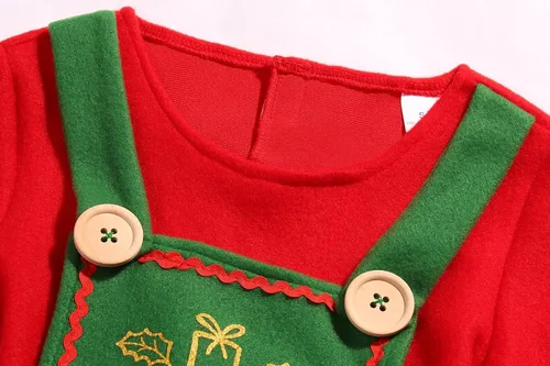 Vista 3 de Dormstop Disfraz de elfo navideño para niños, conjunto de vestido de elfo de Navidad