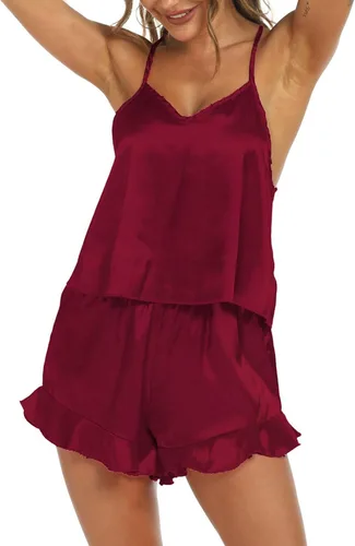 Vista 2 de Conjuntos ropa dormir dos piezas mujer pijamas sólido casa chaleco tirantes pantalones cortos traje ropa dormir
