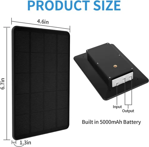 Vista 5 de Panel solar para cámara de sendero, kit de cargador solar con batería de litio recargable de 5000 mAh incorporada - Salida: 12V/1A, 6V/1.5A, kit
