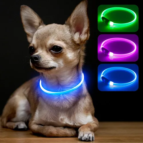 Vista 15 de BSEEN Collar de Perro Iluminado – Collar de Perro LED Visible a 360° Impermeable Recargable – Collar Brillante de TPU Cortable para Mascotas