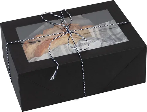 Vista 3 de Hammont Cajas de regalo – Paquete de 8 – Cajas de panadería rectangulares con ventana transparente (negro, 7.5 x 5 x 3)