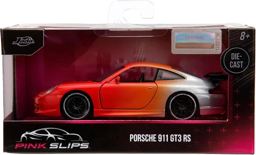 Vista 7 de Jada Pink Slips 1:32 W1 Porsche 911 GT3RS - Auto fundido a presión, juguetes para niños y adultos (imprimación rojo/naranja/plata)