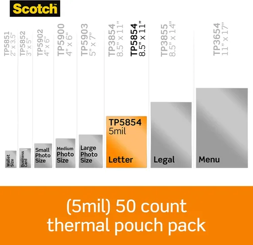 Vista 3 de Fundas térmicas de Scotch, de 5 mil, 8.9 x 11.4 pulgadas Paquete de 50