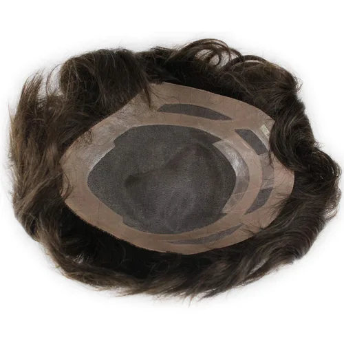 Vista 11 de Voloria Encaje francés de cabello humano real con piel fina PU para hombre Stock Toupee Hair Pieces #18