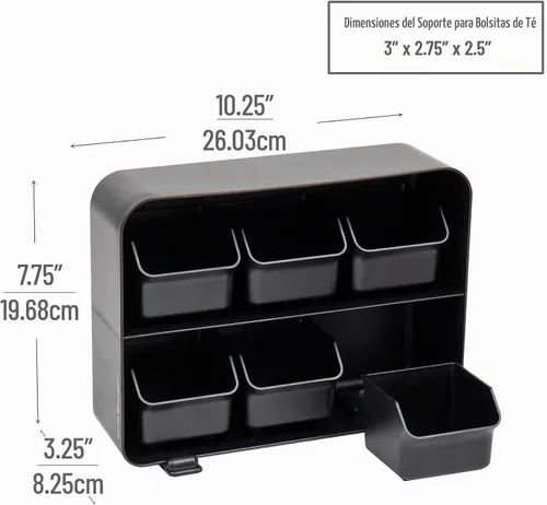 Vista 3 de Mind Reader 'Clutch' Estructura contenedora de 6 cajones para bolsas de té, color negro, ninguno , Negro