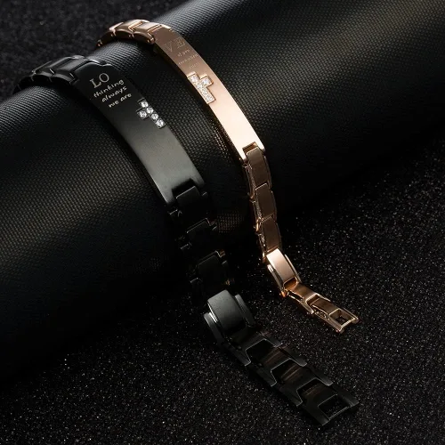 Vista 2 de Wolentty Pulseras de distancia para parejas, pulseras de amor a juego, regalo para hombres y mujeres, San Valentín, Metal, Circonita cúbica