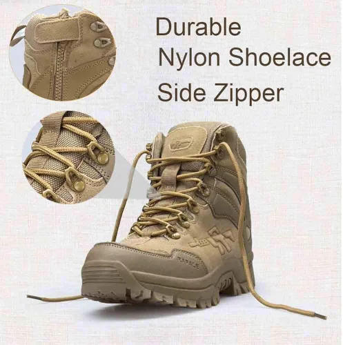 Vista 4 de Einplus Botas tácticas militares de combate para hombre, resistentes al agua, ligeras, botas de trabajo