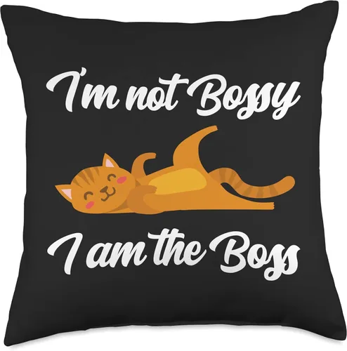 Vista 5 de I'm Not Bossy I Am The Boss Funny Job Cat Sarcasm I'm Not Bossy I Am The Boss Day Cat - Almohada divertida de humor para trabajo, oficina, 16 x 16